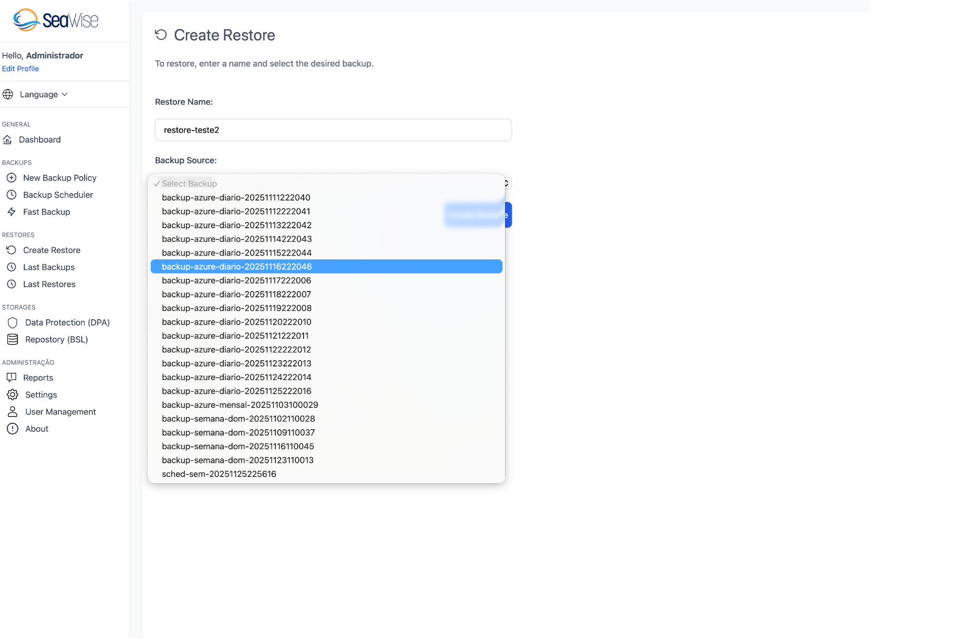 Create Restore